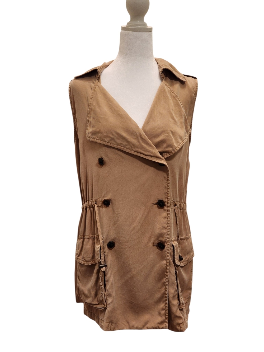 Banana Republic Safari Button-Up Vest Shirt Top Pockets Y2K 90s Preppy Size XS